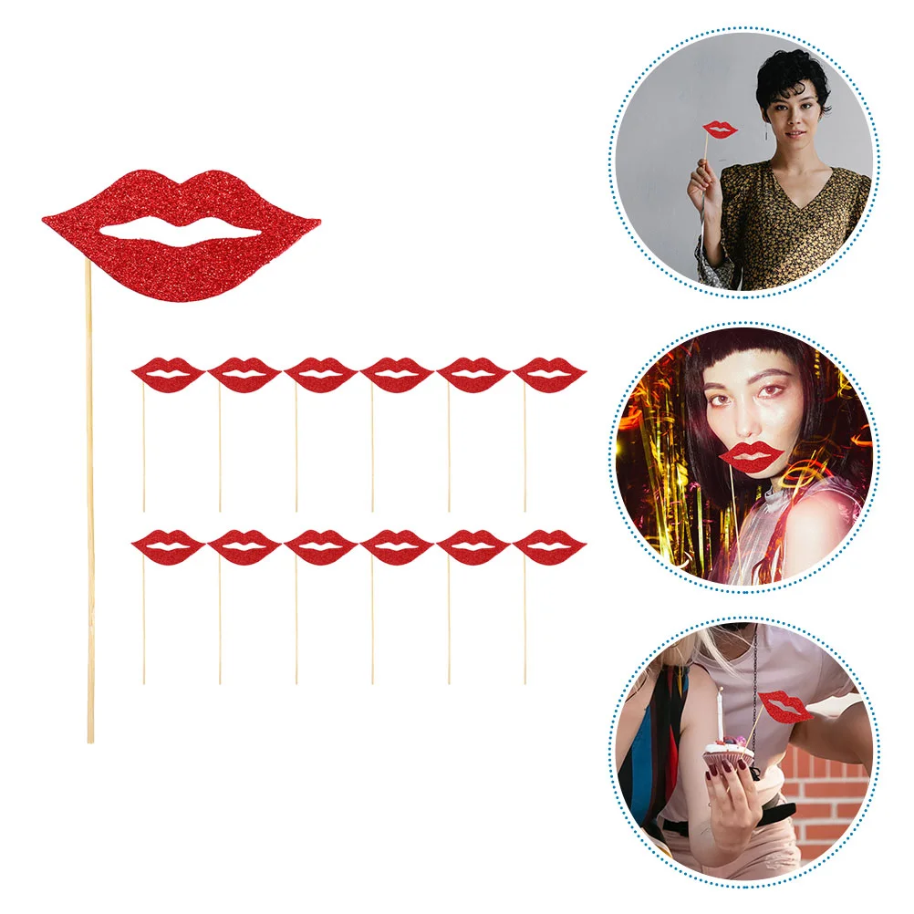 20 Pcs Party Lips Decorative Props Photo Funny Photograph Selfie for with Sticks Cake Decorating Supplies