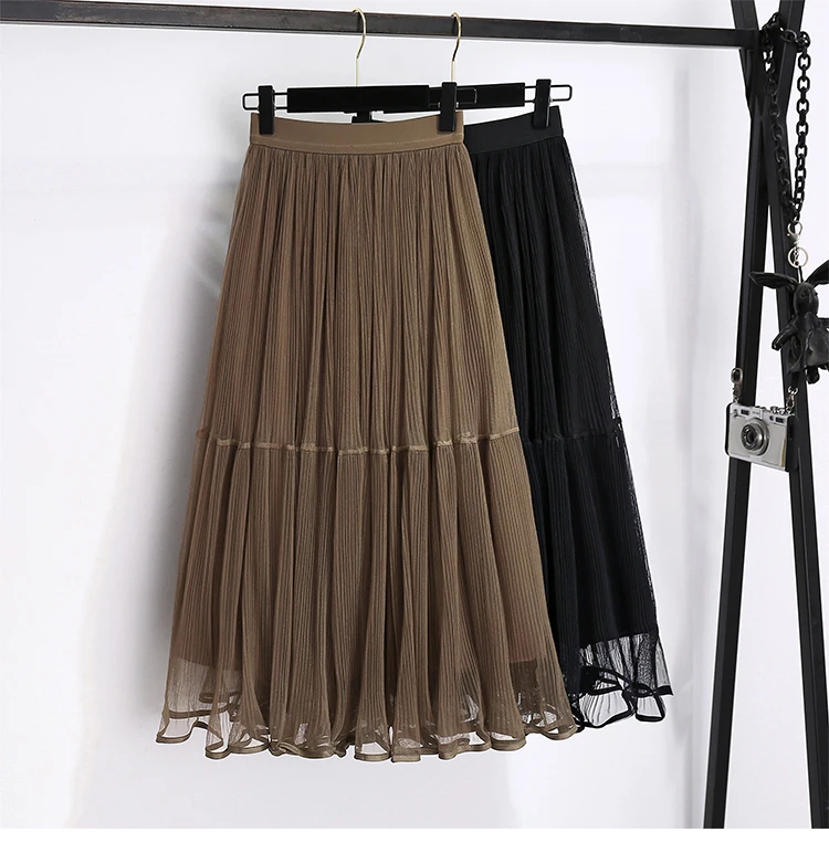 

2024 Women's Summer Fashion High Waist Loose Skirt Female Midi Long A-line Skirts Ladies New Solid Color Casual Skirts B155