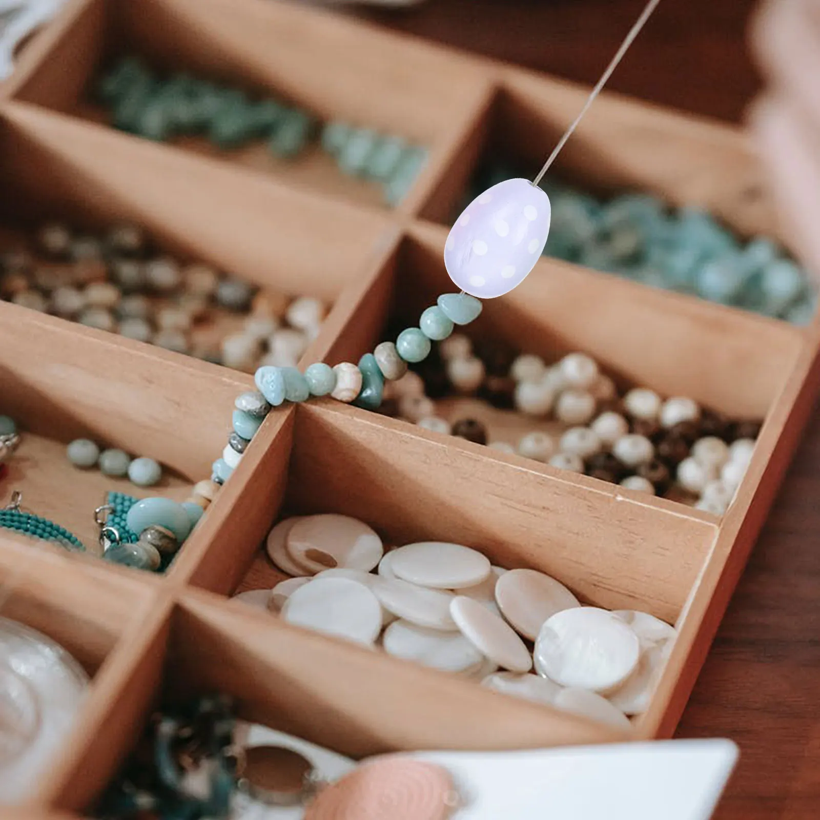 

40Pcs Easter Egg Shape Wooden Beads Long-Lasting DIY Craft Making Supplies for Bracelets Necklaces Easter Wooden Beads