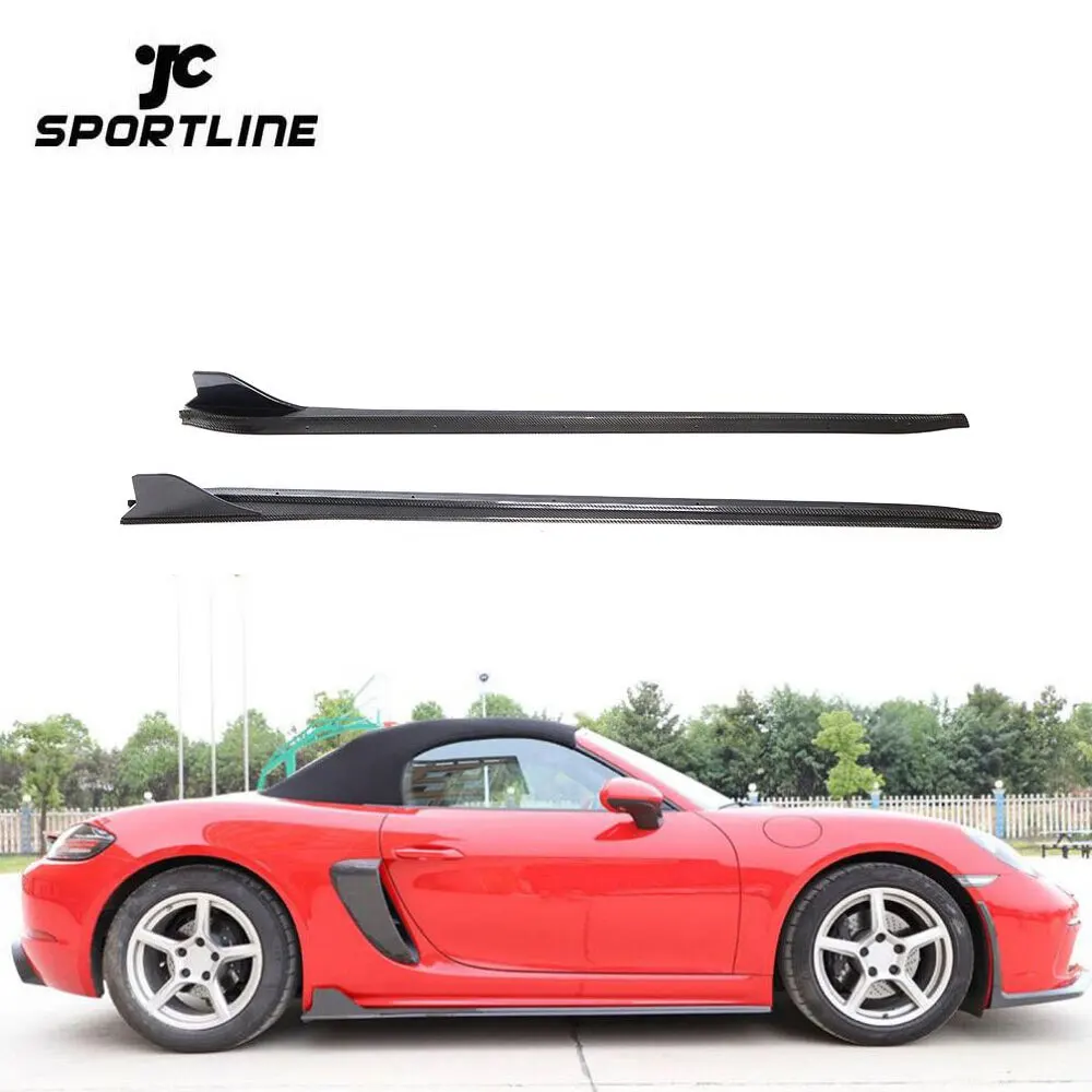 

For Porsche 718 Boxster Cayman 2016-2019 Carbon Fiber Side Skirt Extension Lip