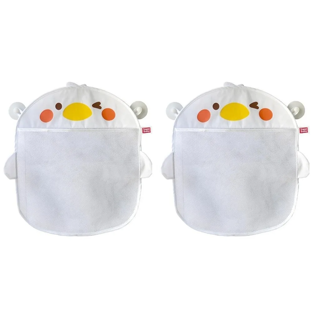 

2Pcs Duck Shapes Baby Bath Toys Storage Bag with Suction Cup Hanging Bath Game Bag Large Capacity Cartoon Frog Mesh Net Bag