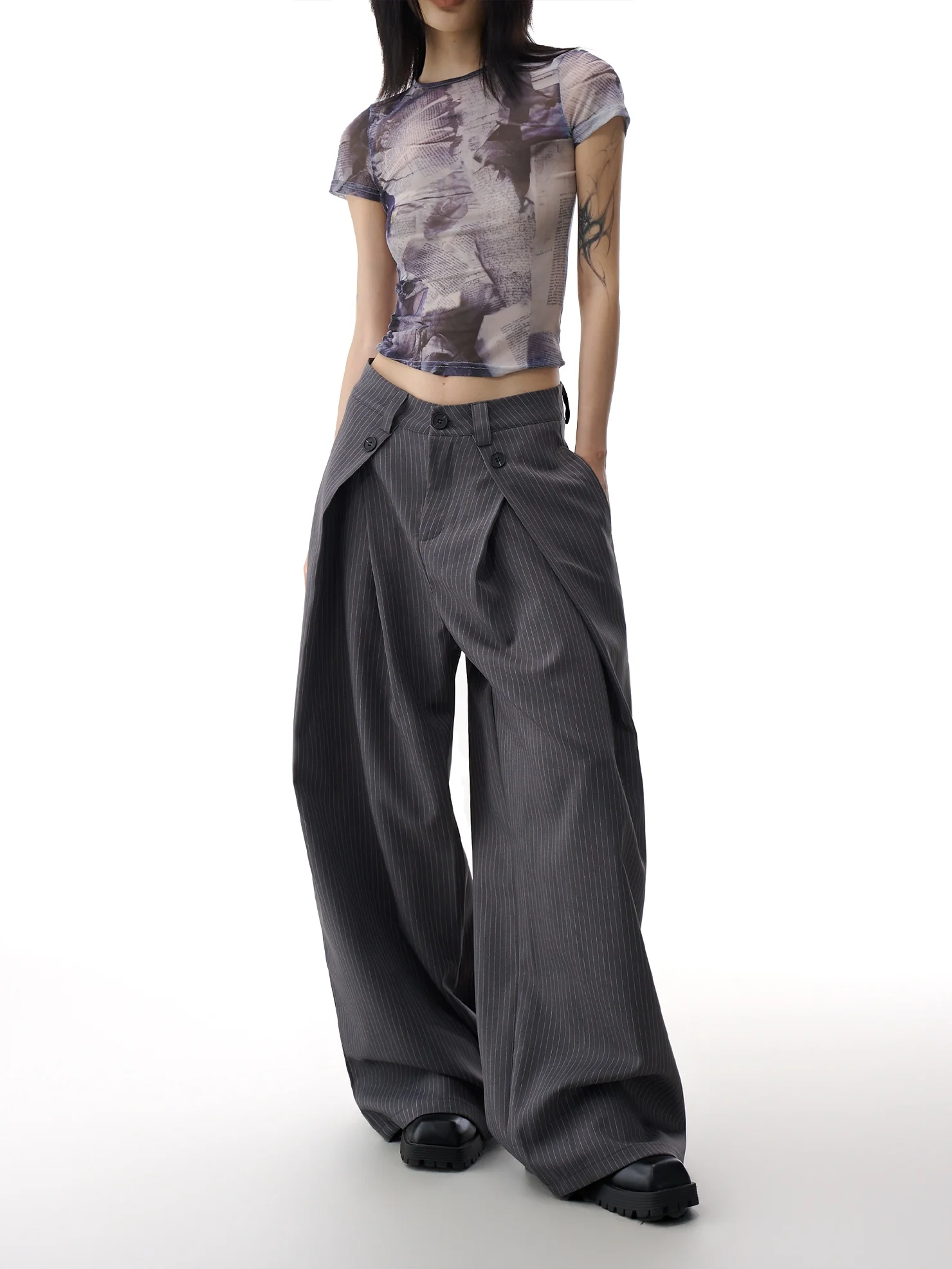 

Женские повседневные брюки AGUA с высокой талией и широкими штанинами, в полоску, в американском ретро-стиле, свободного кроя, удобные, с высокой талией