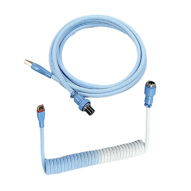 Coiled Aviators Cable Type-C to USB with Metal Connector for Keyboard Cable 1pc Dropship