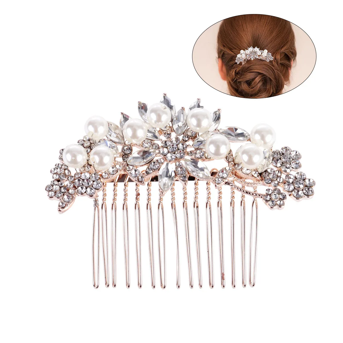 

Pearl Comb 85x6cm Alloy Women Hair Accessories Wedding Bridal Party Formal Hairstyle Decorative Combs Long Lasting
