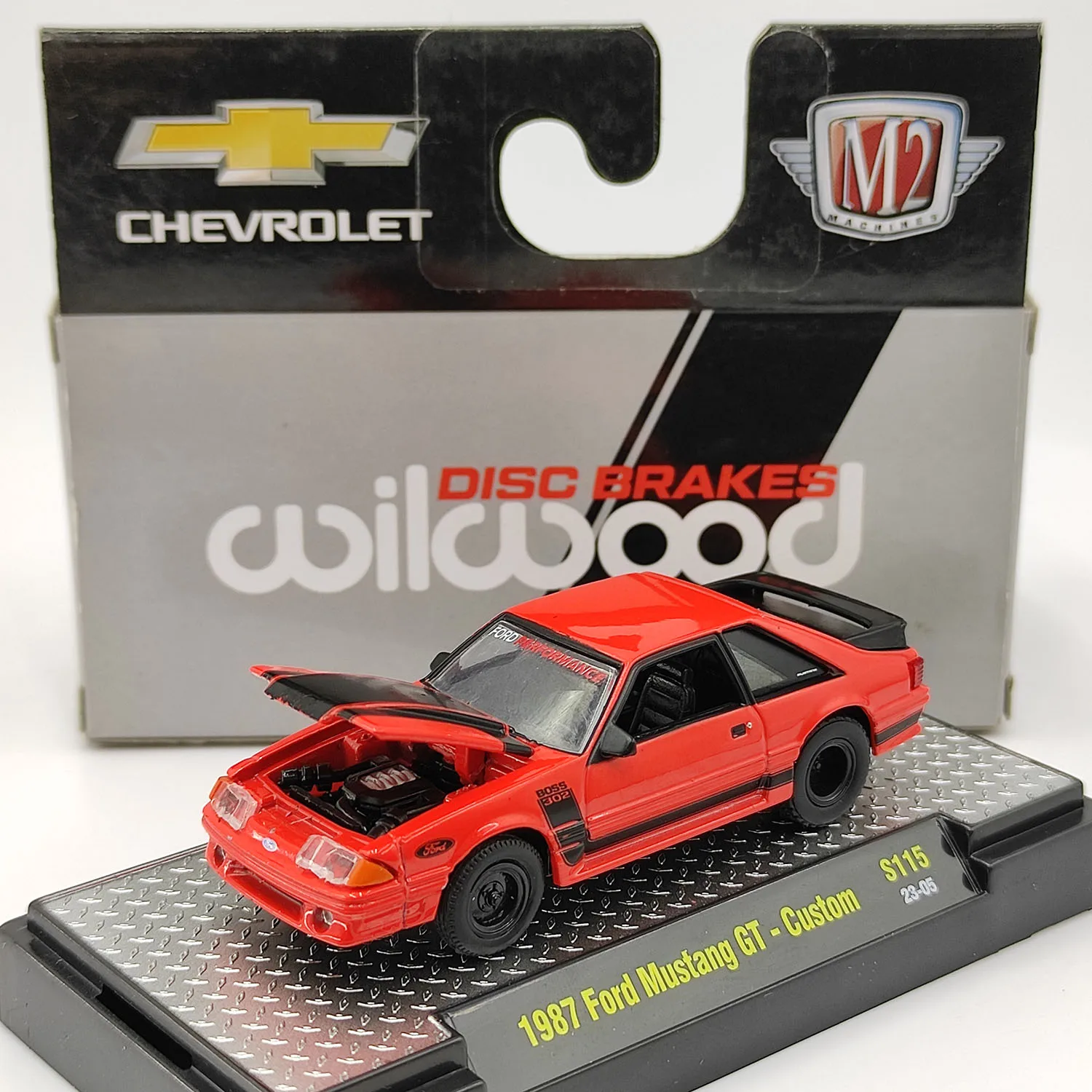 

Литой под давлением M2, масштаб 1/64, 1987, Ford Mustang GT-Gustom, модель автомобиля из сплава, Коллекционная игрушка, подарок, сувенир, украшение для дисплея