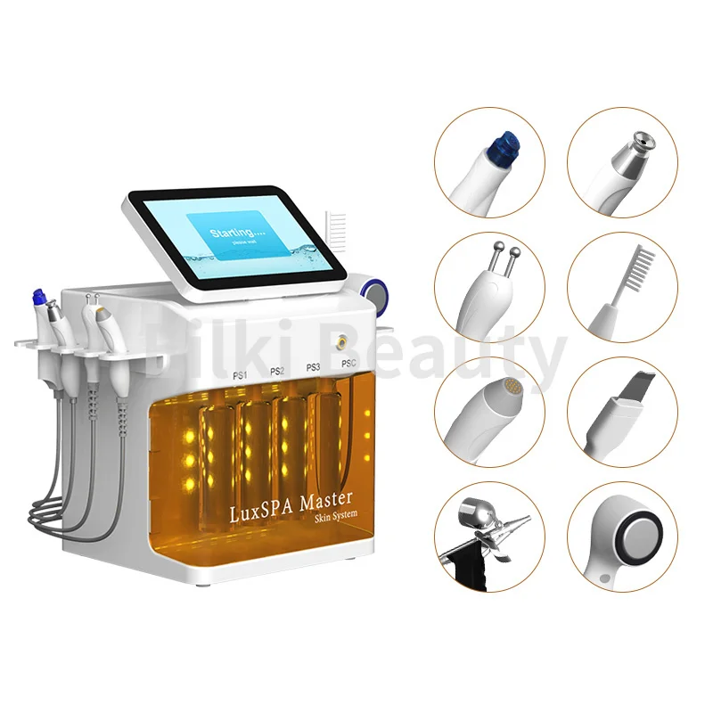 ใหม่แบบพกพา 8 In 1 Facial Oxygen Hydro Aqua Peel Water Jet Blackhead Removal ฟองขนาดเล็ก H2O2 Hydra Beauty Spa อุปกรณ์