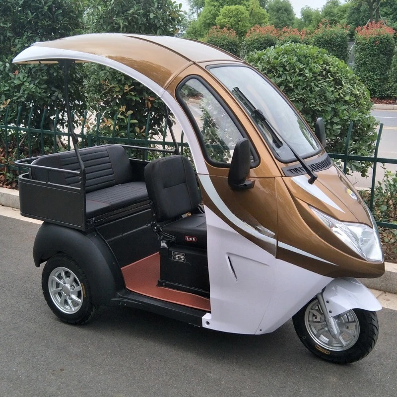 With sunshade ceiling passenger and cargo semi-enclosed adult electric tricycle elderly scooter