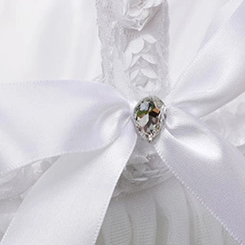 Flower Girl Baskets for Weddings Large Wedding Baskets for Flower Girls Simple Cute Royal Baskets With Lace Satin White image 4