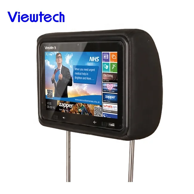 10.1 Inch Car Taxi Advertising Tv Tft Lcd Monitor Headrest Screen Passenger Advertisemengt Monitor With Pillow