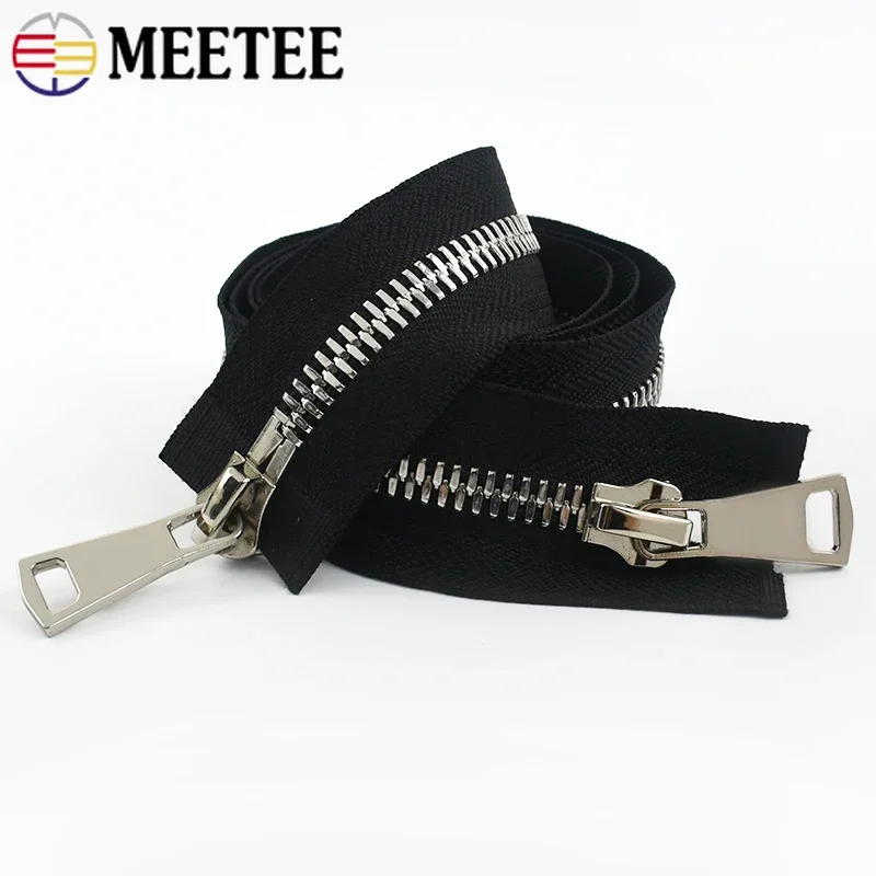 

Meetee 70-100cm Doule Slider 8# Metal Zipper Open End Zip for Jacket Coat Suitcase Zippers Repair Kit DIY Sewing Accessories