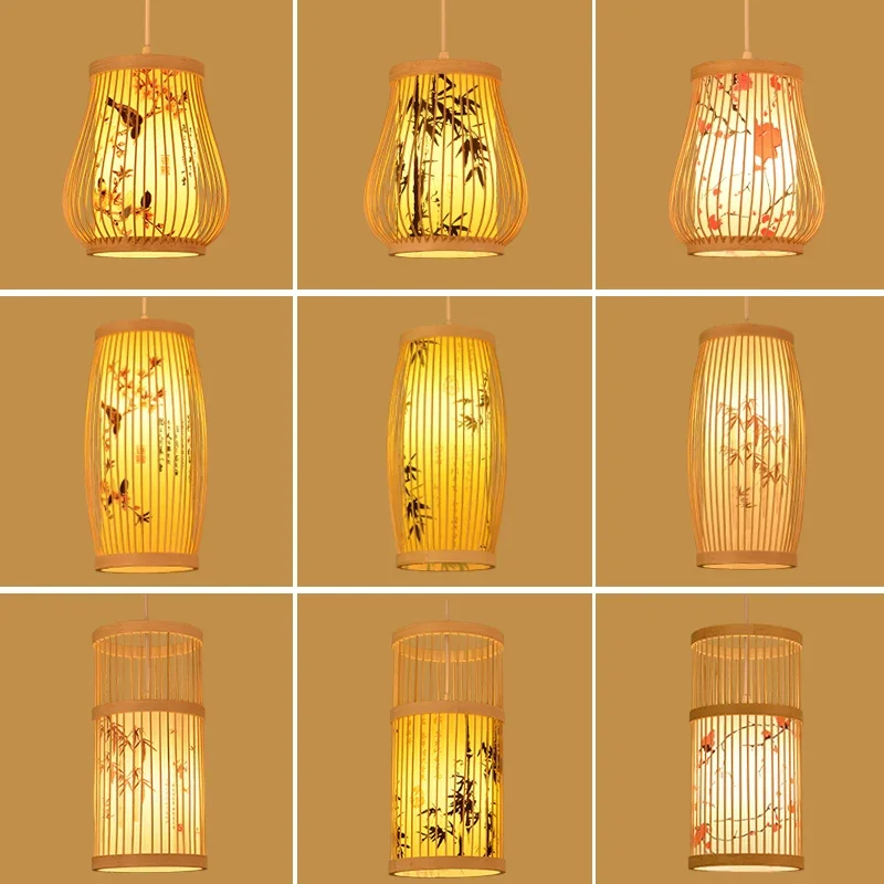 Bamboo Pendant Lamp Chandelier Chinese Style Tea Room Hotel Living Room Restaurant Bamboo Lamp Home Decor Lighting Fixtures Hot