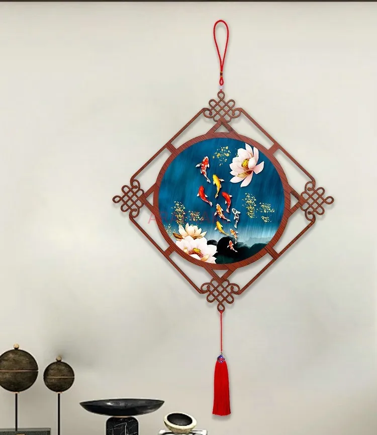 Nine Fish Painting, Chinese Knot Hanging Decoration, Entrance Door, Entrance Pendant, Living Room, Corridor Decoration Painting