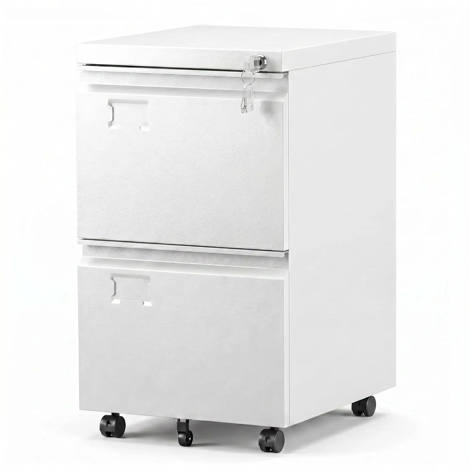 

2 Drawer Mobile File Cabinet with Lock, Heavy Duty Steel Under Desk Filing Cabinet for Home Office, Anti-Tip Design, Customized