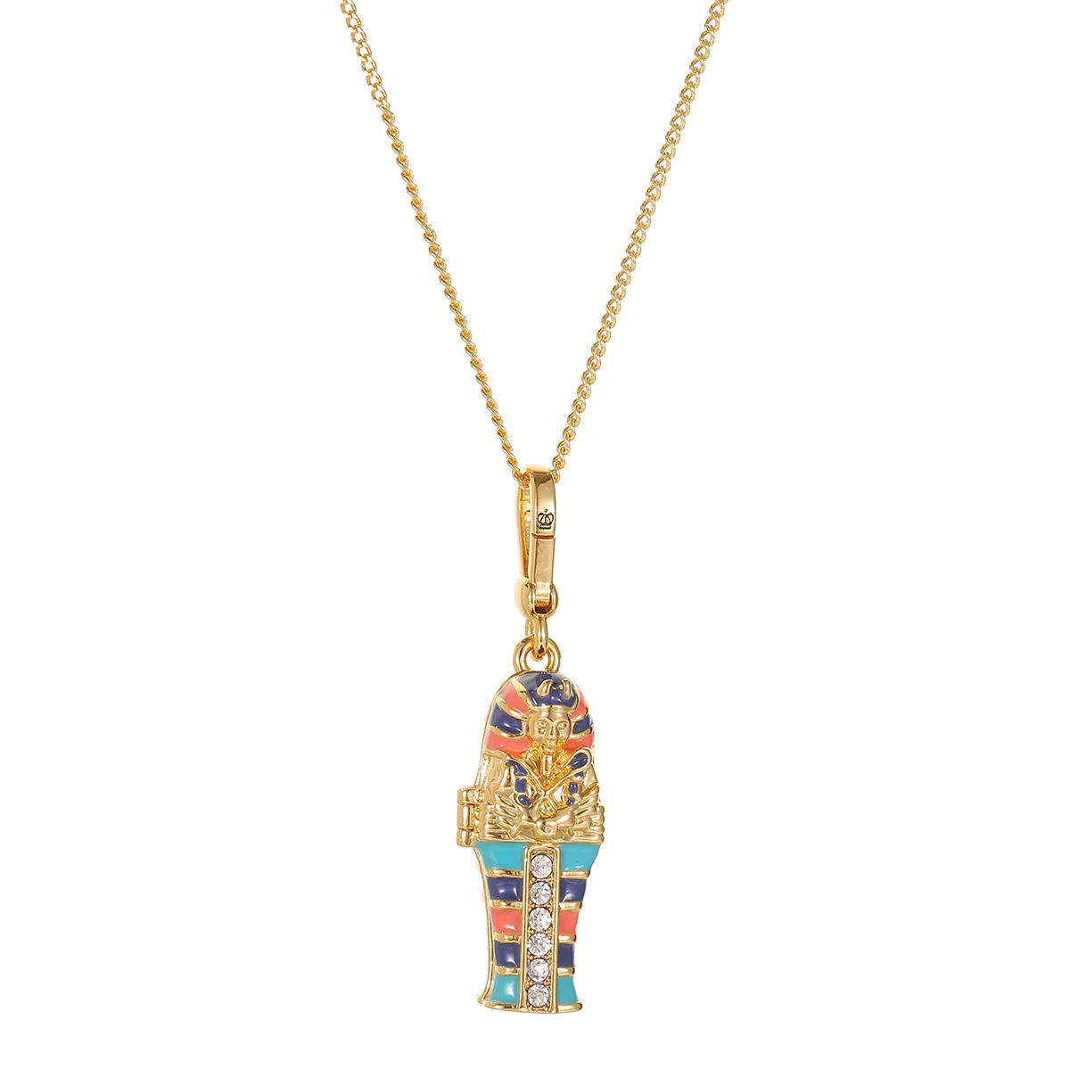 1Pc Exquisite Enamel Glaze Openable Egyptian Pharaoh Pendant Necklace Jewelry Women's High-End Mummy Keychain Decor Gift