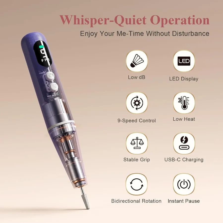 Perceuse à ongles sans fil lime à ongles électrique professionnelle sans fil pour Gel acrylique Dip poudre outil de forage à ongles Portable pour les femmes Rech