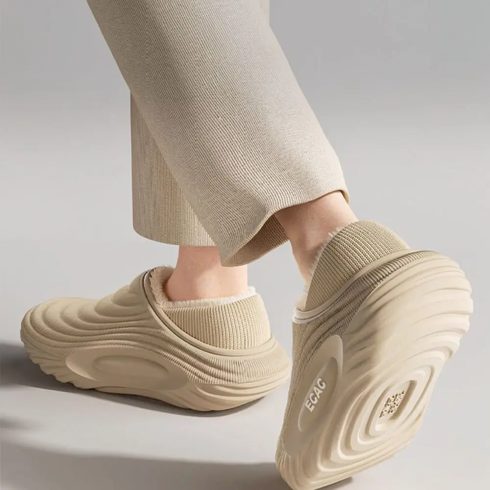 Cozy Winter Slippers Waterproof EVA Cotton Shoes Full Coverage Slip Resistant Indoor Footwear Plush Lined Home Couple Slides