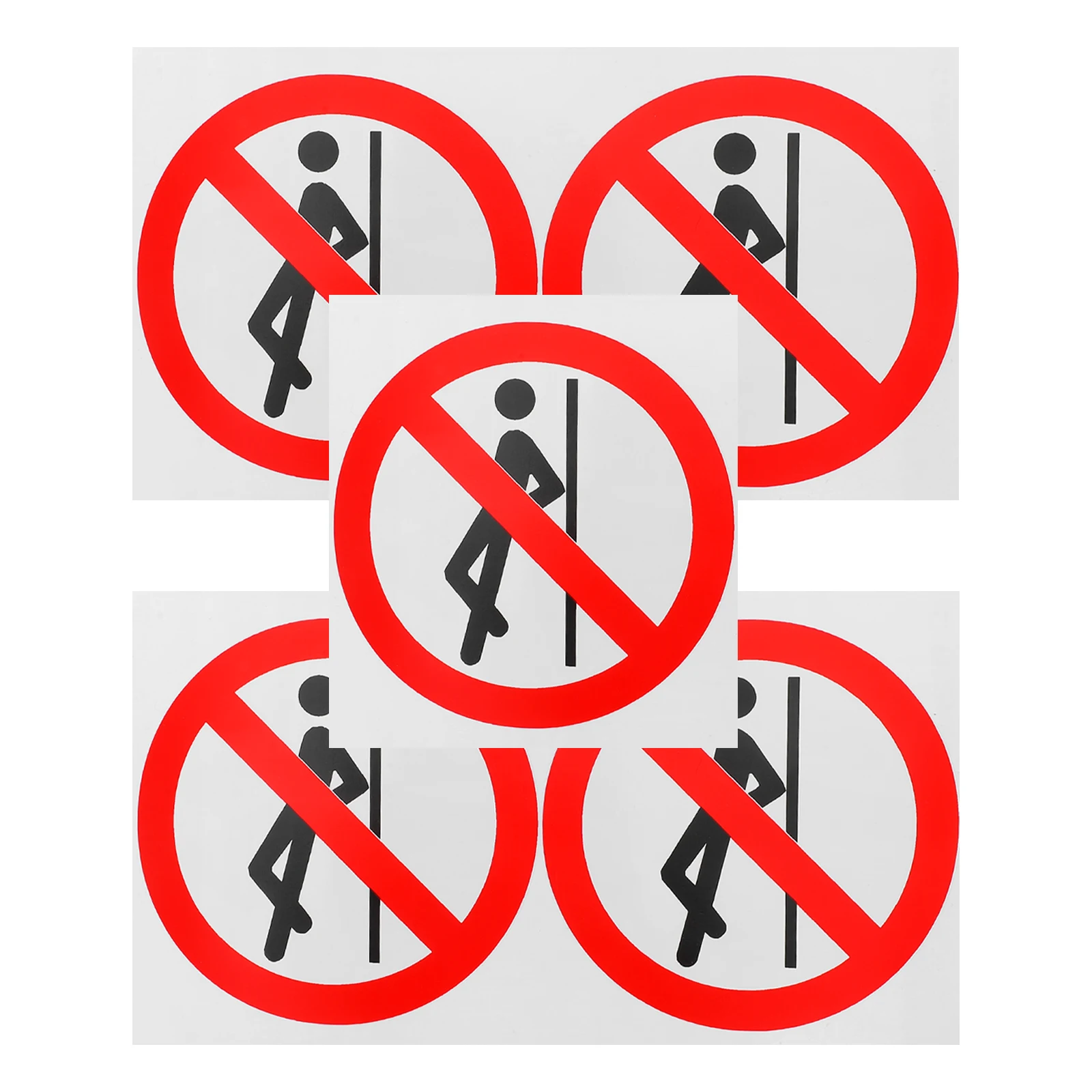 5PCS Safety Warning Stickers No Leaning Sign Decals Round Red PVC Self Adhesive Signs Workshop Traffic Easy Apply