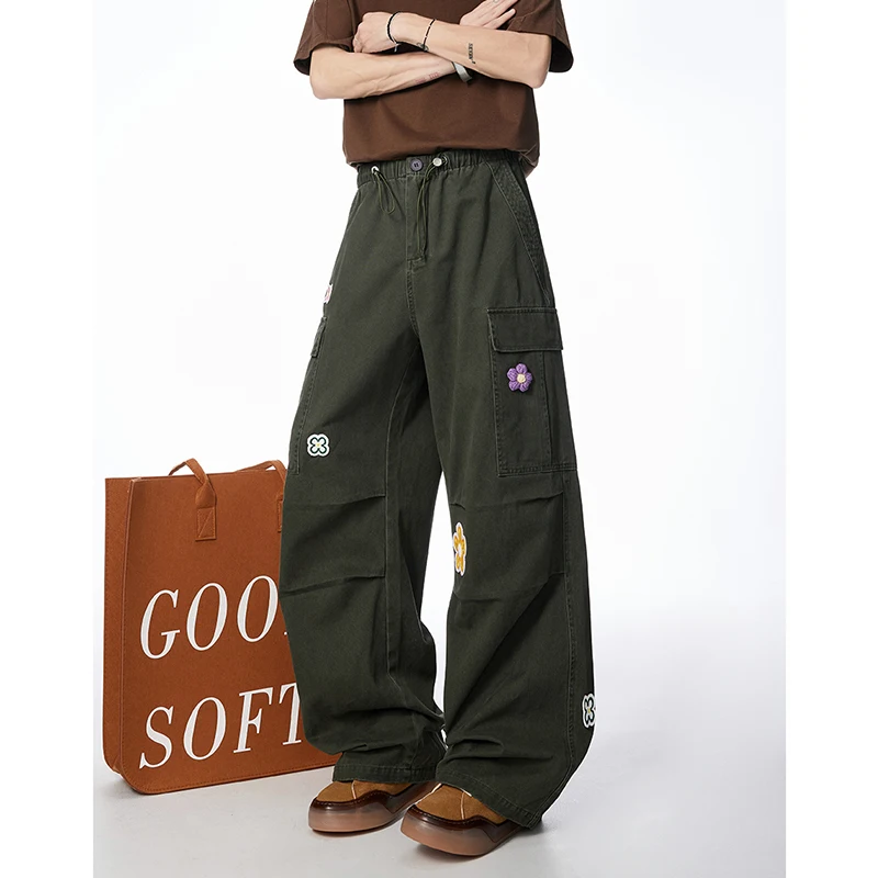 

Men's Outdoor Sports Casual Pants with Seasonal Fashion Trendy Prints Loose and Comfortable Versatile Cotton Wide Leg Pants