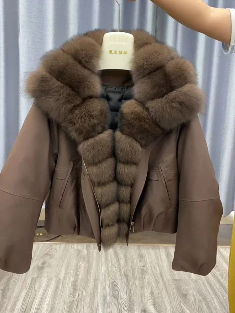 White Goose Down Coat Women Warm Autumn Winter Reality Fur Jacket Female Puffer Jacket Waterproof Feather Real Fox Fur Collar