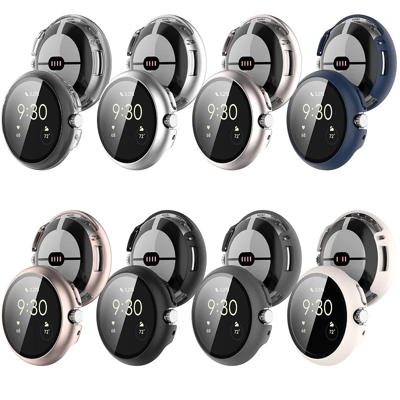 30PCS PC Cover for Google Pixel Watch 2 / 1 Smartwatch Hard Bumper Anti-Strach Tempered Glass Screen Protector Case
