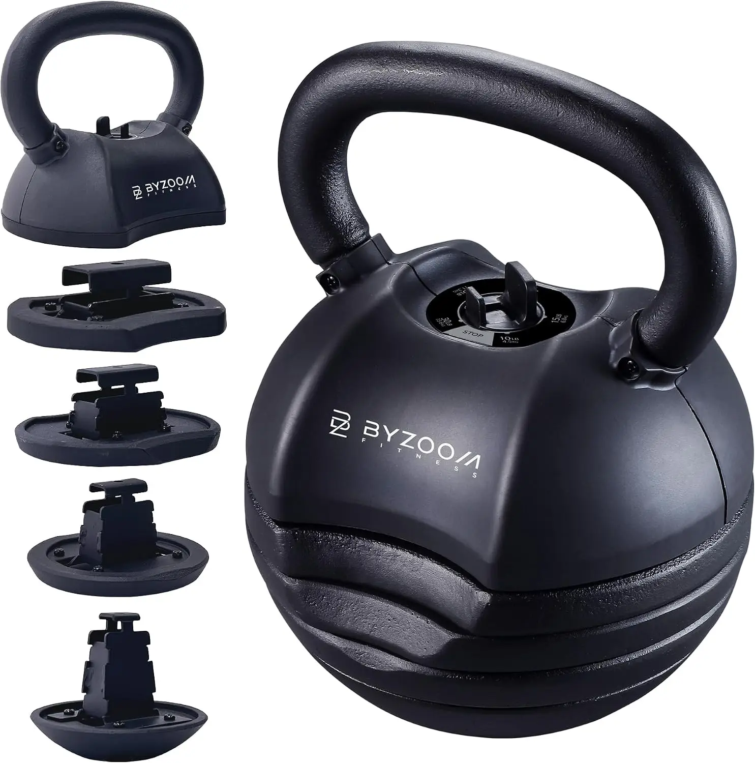 5-in-1 Adjustable Kettlebell, 30/40/50 lb Weight Options, Patented Quick-Change Mechanism for Fast Weight Adjustment