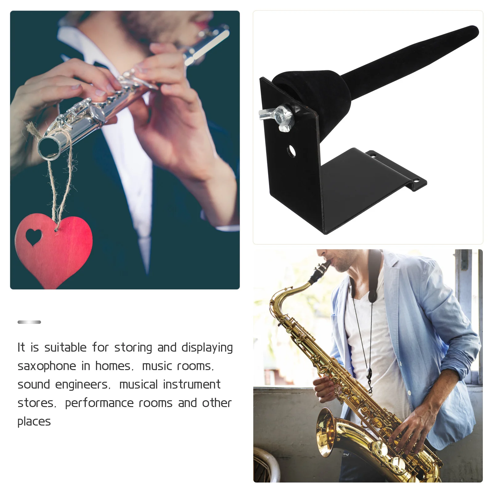 

Wall-Mounted Saxophone Holder Flute Storage Hook Durable Iron Plastic Musical Instrument Stand Flute Wall Holder