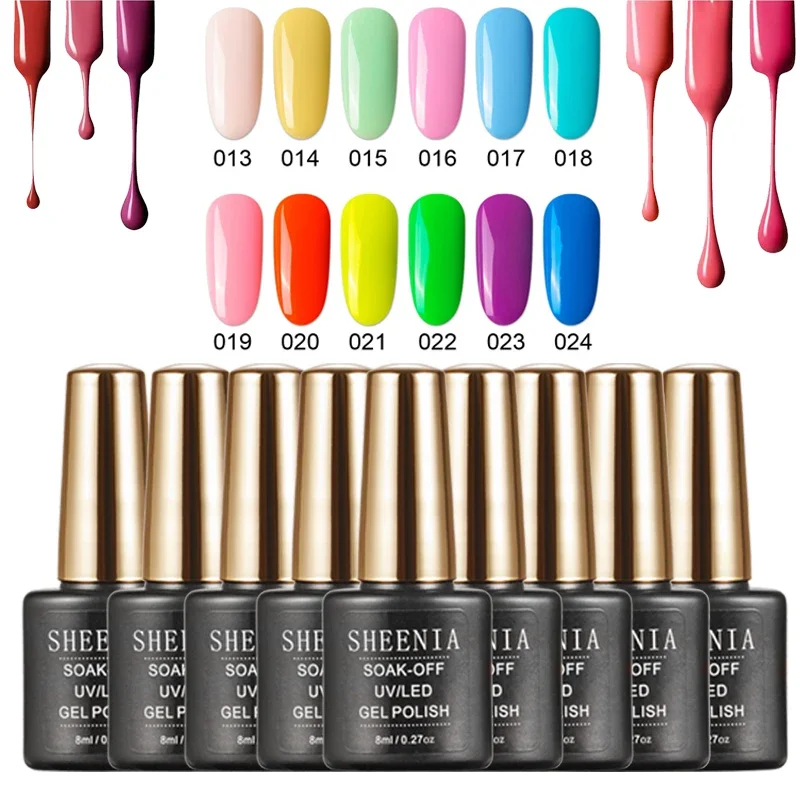 

SHEENIA Professional Soak Off Gel Nail Polish 8ml Custom Private Label Color One Step Gel Nail Polish 3 In 1