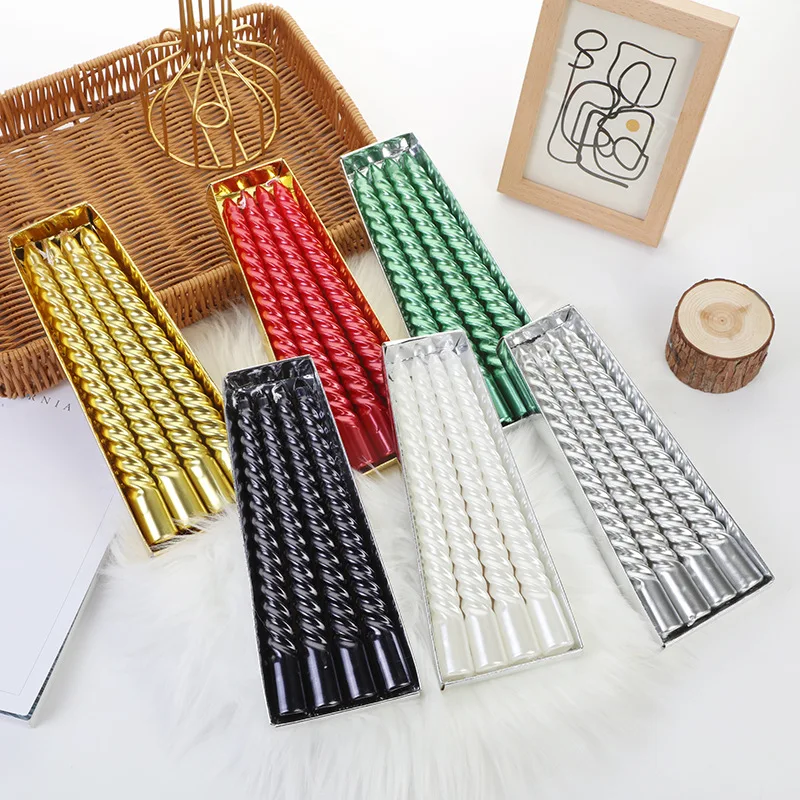

4pc 2x 20cm Long Candle Color Thread Candle Holder Home Romantic Candlelight Dinner Decoration Emergency Candle Wedding Birthday
