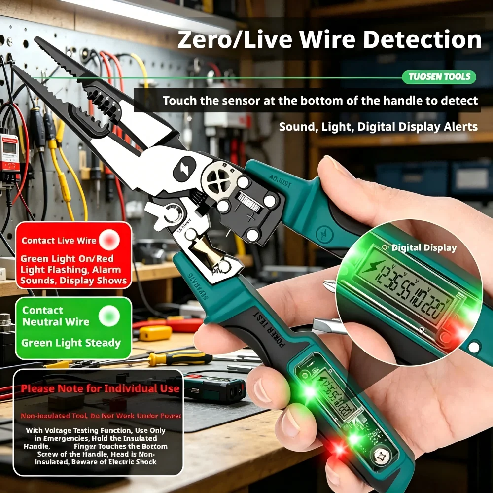MultifunctionalHeavyDutyAlloySteelWireStripperCutterPliersSetwithVoltageTester,Diagonal&NeedleNoseforElectrician-AliExpress