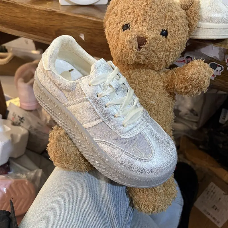 German Trainer Sneakers Women Retro White Shoes Lace Ribbon Breathable Mesh Casual Trainers 2026 Spring - view 4
