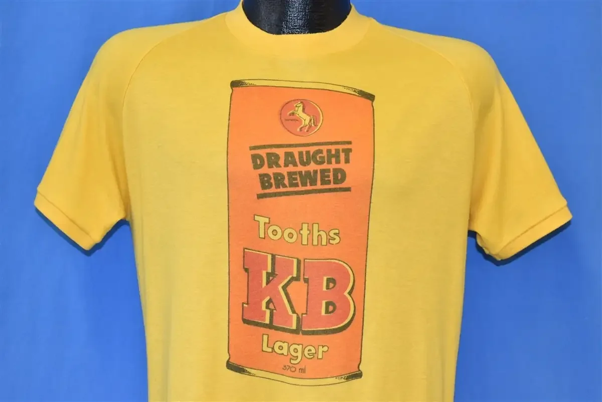 80s Tooths KB Lager Australia Draught Brewed Beer Logo T Shirt Medium