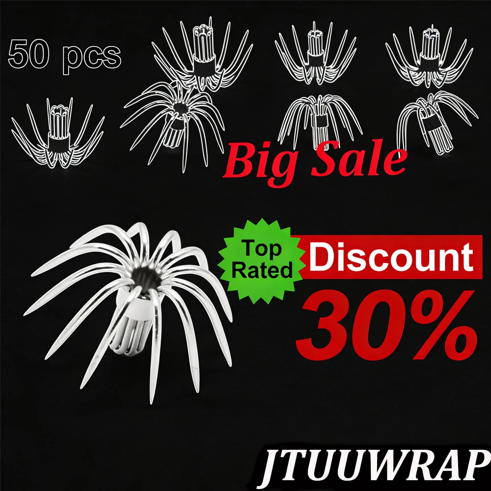 

JTUUWRAP Wholesale 50pcs 10/12 Claws High Carbon Steel Fishing Hooks Sharp For Saltwater Freshwater Angling Lures Hooks