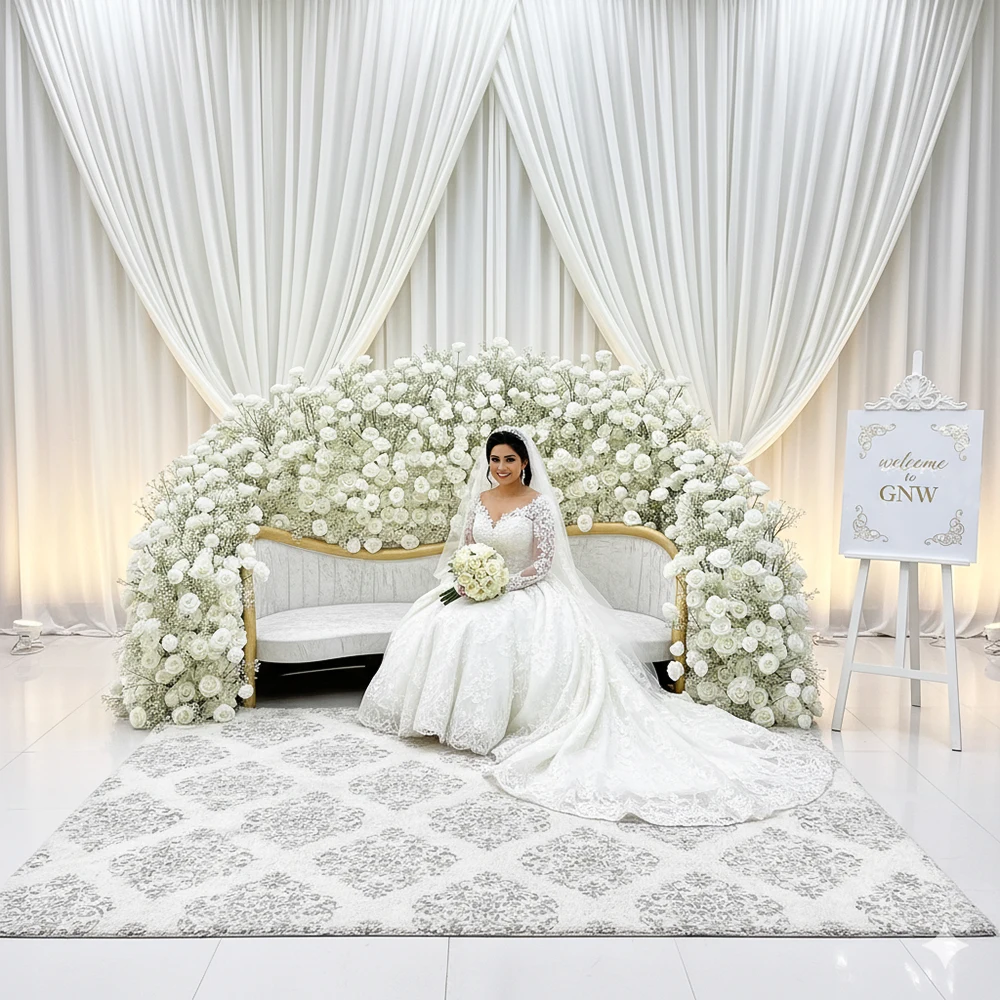 

Luxury Wedding Decorations Real Touch Silk Feel Artificial Flower Runner Sofa Backdrop Centerpiece For Events