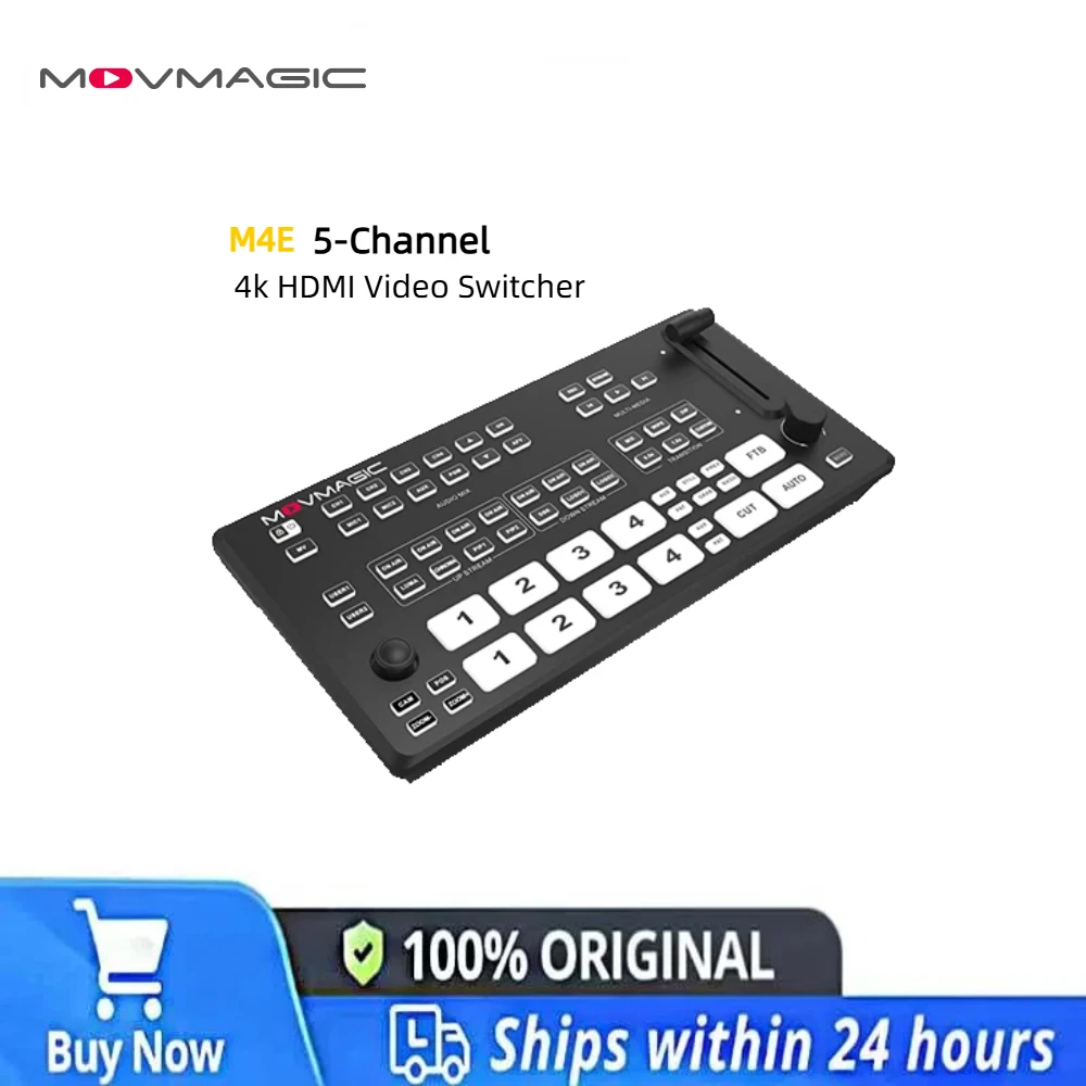 MOVMAGIC M4E 4K HDMI Switcher 5CH 8Layer Chroma Key PTZ Control USB3.1 for Virtual Studio Live Stream