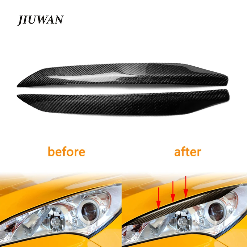 For Hyundai Genesis Coupe 2009-2011 One Pair Carbon Fiber Headlight Eyelids Sticker Car Styling Eyebrows Decoration Strip Cover