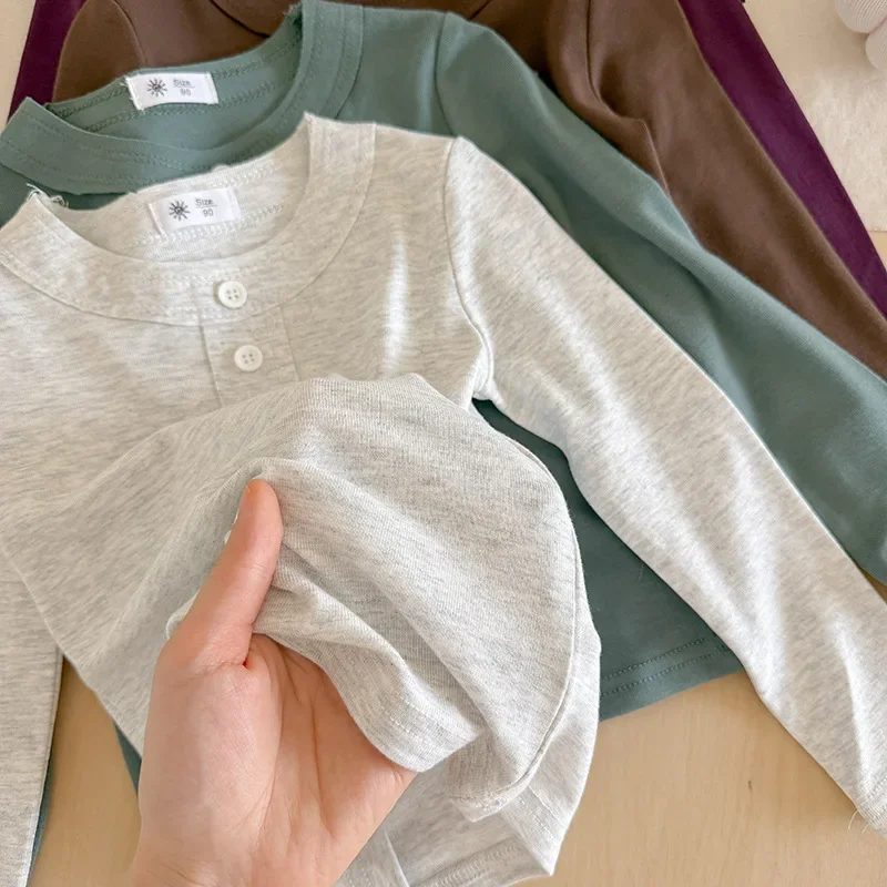 2-10T Infant T Shrit Toddler Autumn Winter Cotton Basic T Shirt Long Sleeve Clothes Soft Casual Plain Tee Top Outfit