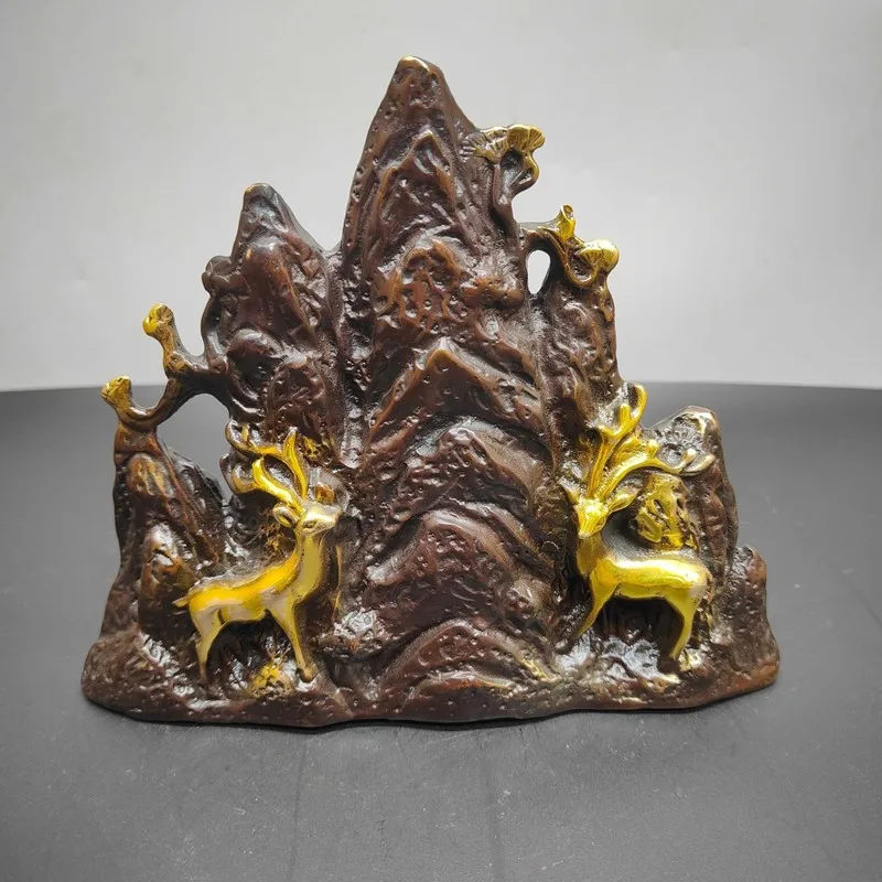 Antique-style bronze double lion figurines, wholesale, for home or office décor