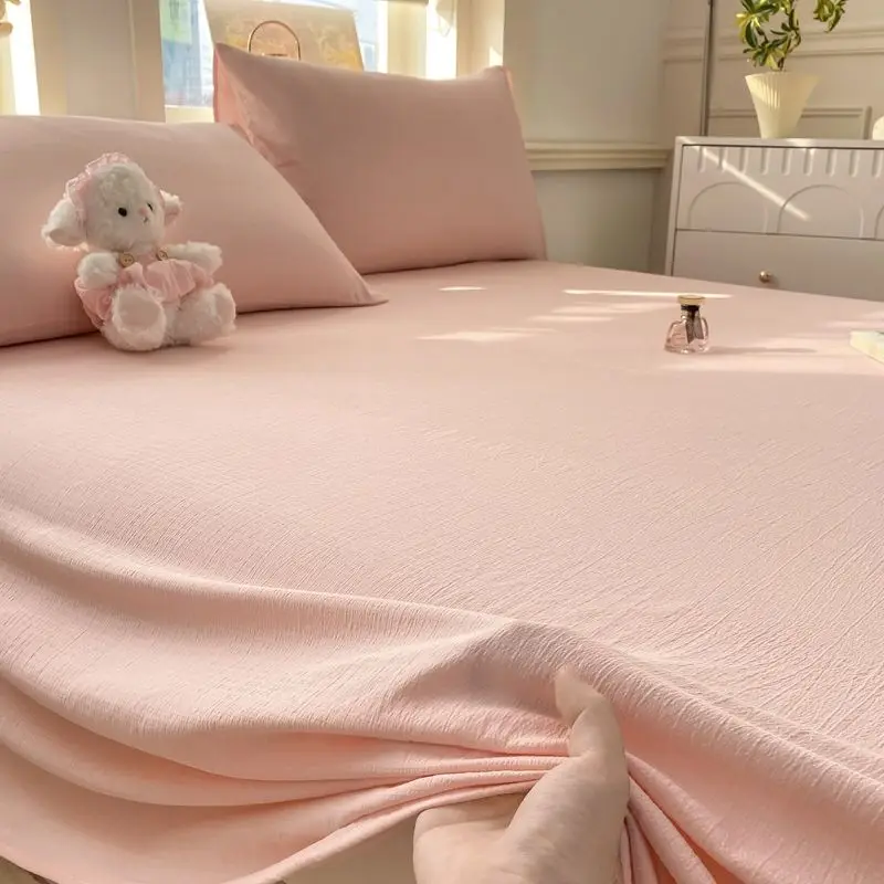 Double Gauze Bed Sheet Single Size Dorm Four Season Solid Color Bedding Cover Supply