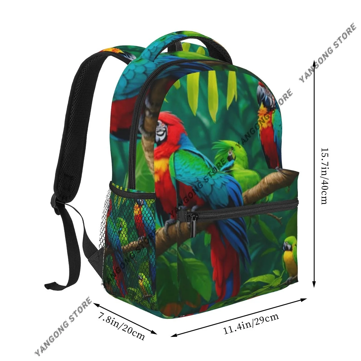 Fashion Backpack Women Men Unisex Students Backpacks Colorful Macaws Sitting On Branch Travel bag Bookbag