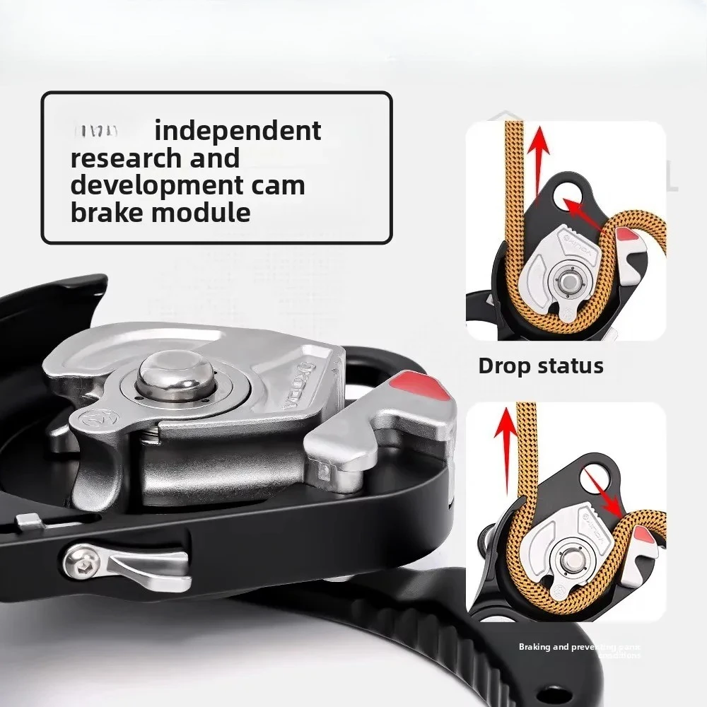Third Generation H Series H5Pro Rescue Version, Anti-Panic Hand-Controlled Stop Descender for Climbing Fall Protection