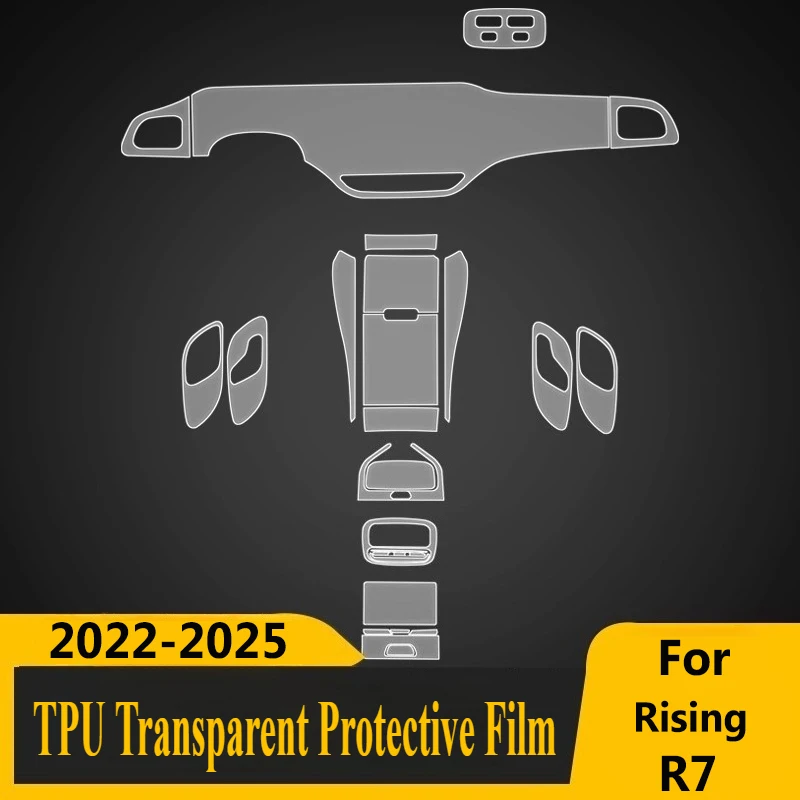 For Rising R7 2022-2025 Screen Central Control Interior Sticker TPU Protective Film Car Interior Modified Accessories