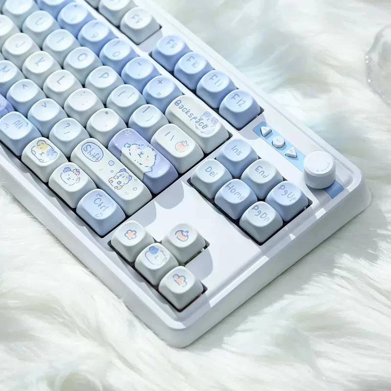 95/132 Keys MOA Profile Cute White Shubao Theme PBT Keycap For MX Switch Mechanical keyboard Dye Sublimation White Blue key Caps