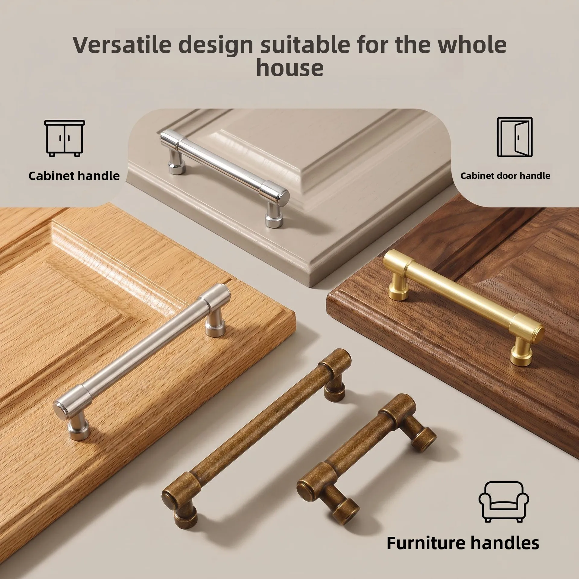 Modern Simple Gold Wardrobe Pull French Style Solid Metal Cabinet Handle Drawer Cupboard Door Furniture Hardware Knob