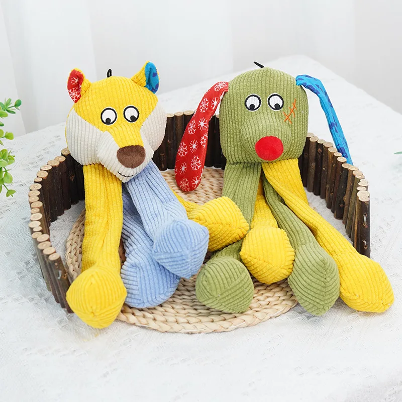 

Stuffed Dog Plush Chew Toy Accompanied Bite Resistant Sound Puppy Squeaker Dogs Rattle For Medium Large Pet Toys Supplies