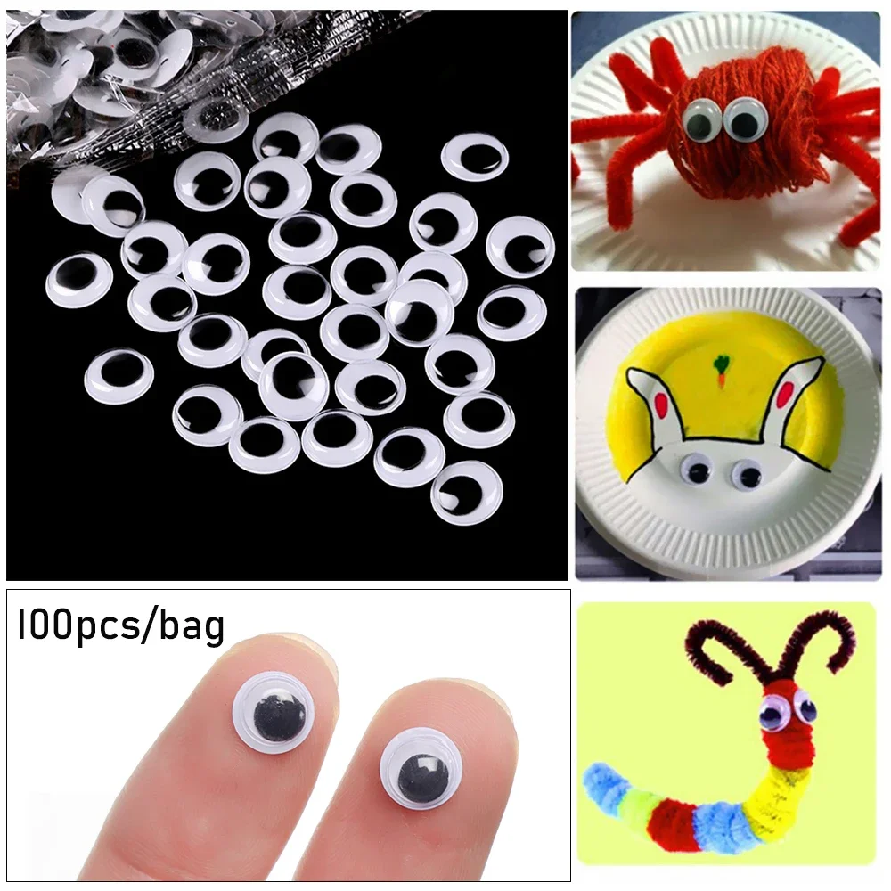 100Pcs Creative Puppet Making Dinosaur Eyes Doll Accessories NOT Self-adhesive Dolls Eye For Stuffed Toys DIY Dolls Black Eyes