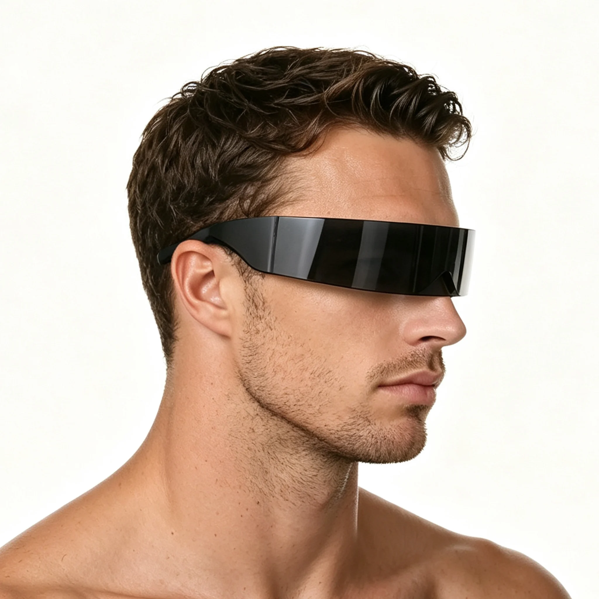 Silberne Metallische Spiegel-Sonnenbrille Futuristische Tech-Visor-Brille Y2K Punk Cosplay Rave Nachtclub Bühnenauftritt Party Eyewear – Detail 10