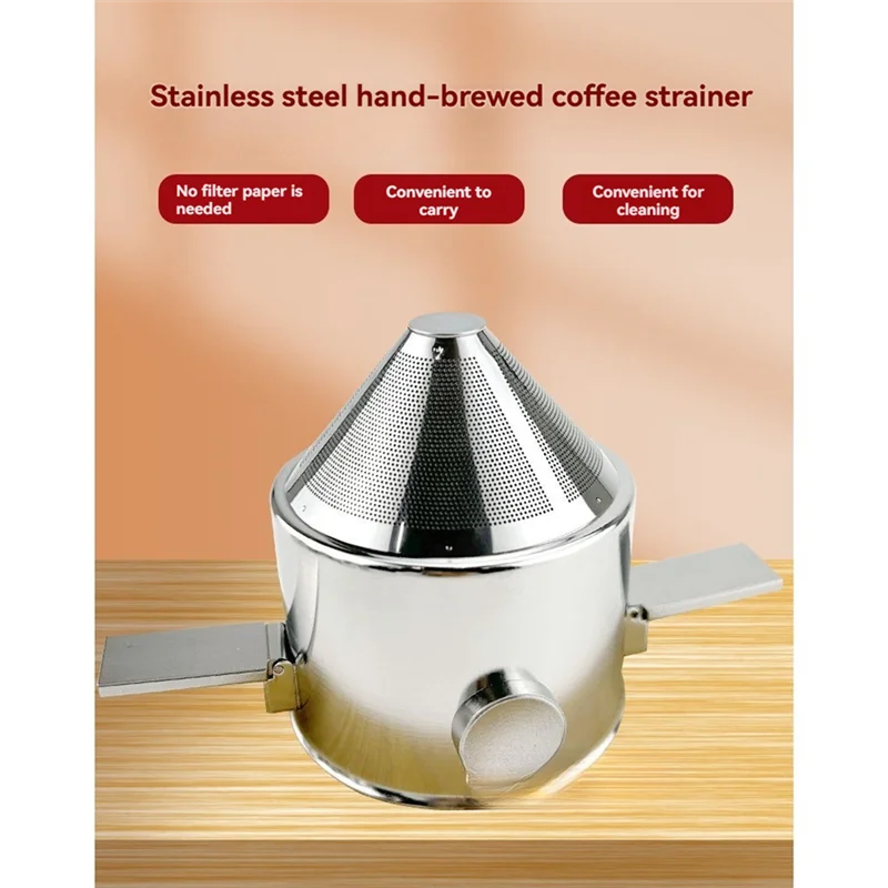 B92A Stainless Steel Coffee Dripper Portable Pour Over Coffee Filter Reusable Slow Drip Coffee Filter For Travel Camping
