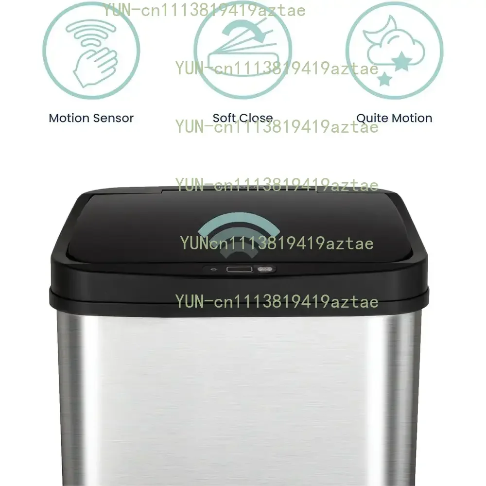 Bestseller13 Gallon 50L Stainless Steel Touchless Infrared Motion Sensor Trash Bin with Black Lid and Trim