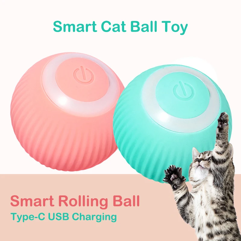 

Smart Self-Moving Pet Accessories Interactive Automatic Electric Rolling Ball Cat Toy for Indoor Playing, Kitten Companion,USB