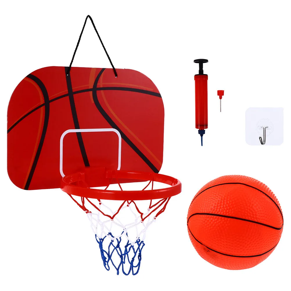 1Set Basketball Frame Cartoon Patterned Hanging Board Mini Basketball Rack Indoor Outdoor Kids Plaything for Hand
